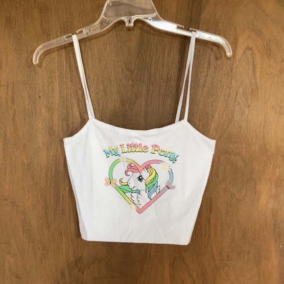 My little pony white crop top summer casual sleeveless retro size L juniors - Picture 9 of 16